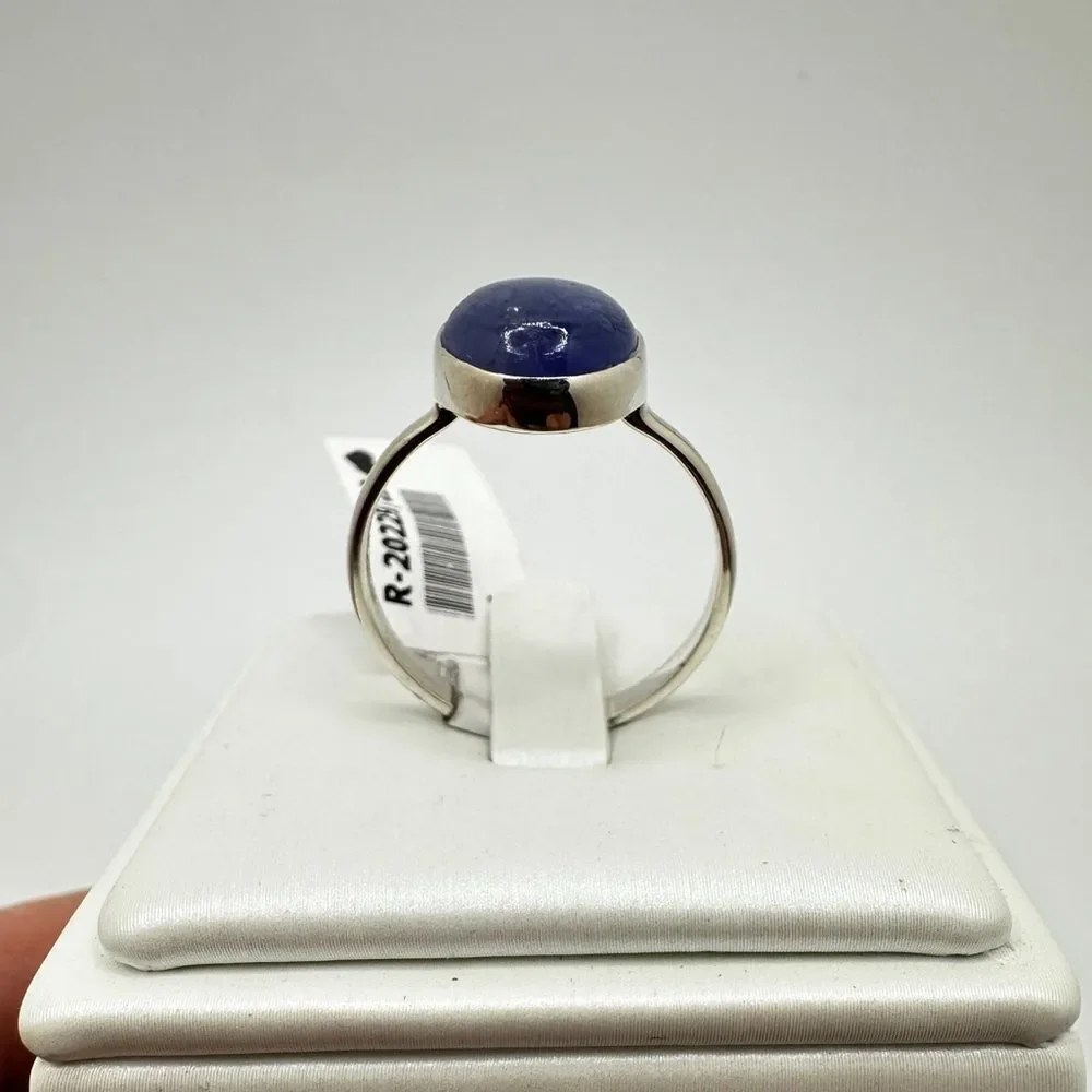 NWT Oval cut, 10x12mm Tanzanite Cabochon solitaire‎ ring in sterling silver!